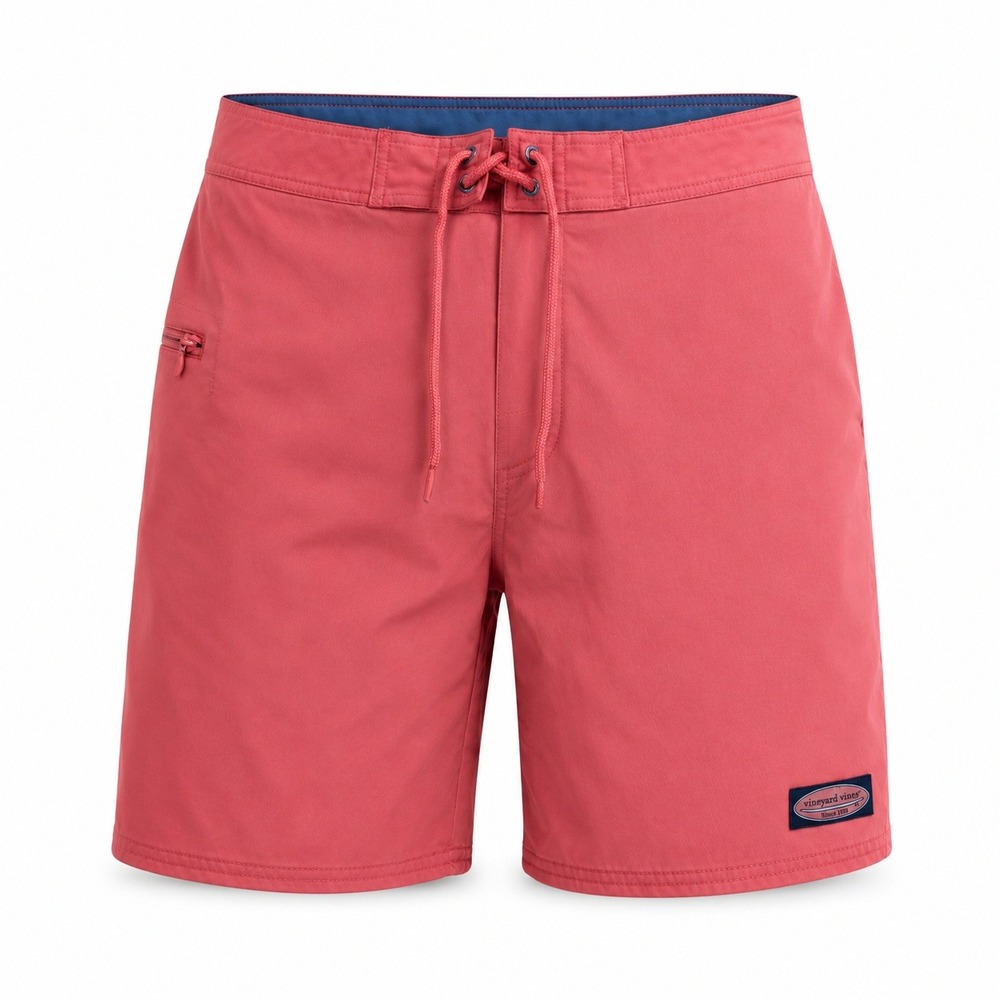 Vineyard Vines Board Shorts Men 32 Coral Pink‎ Lace-up Side Zip Pocket 1M0207